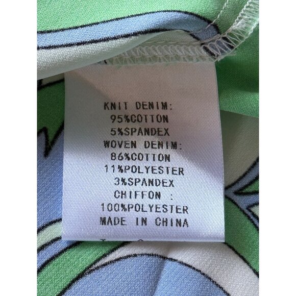 A.Z.I. Womens Top Long Sleeve Button Up Green Blue Floral Print Artsy Size M NEW - Picture 7 of 8